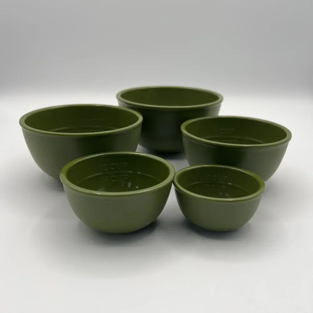 Vintage Melamine Nesting Measuring Cups Green Set Of 5 Palm Nice 1/4 Cup - 2 cup